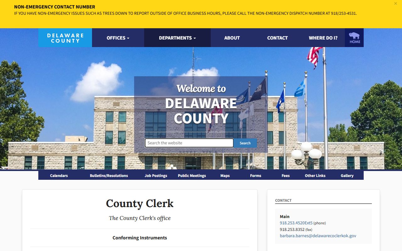 Delaware County Clerk recording standards page for conforming land record instruments