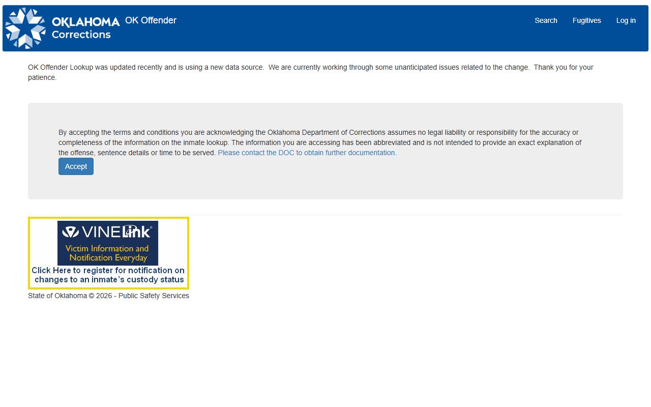 Oklahoma DOC offender lookup for Delaware County charge and conviction records