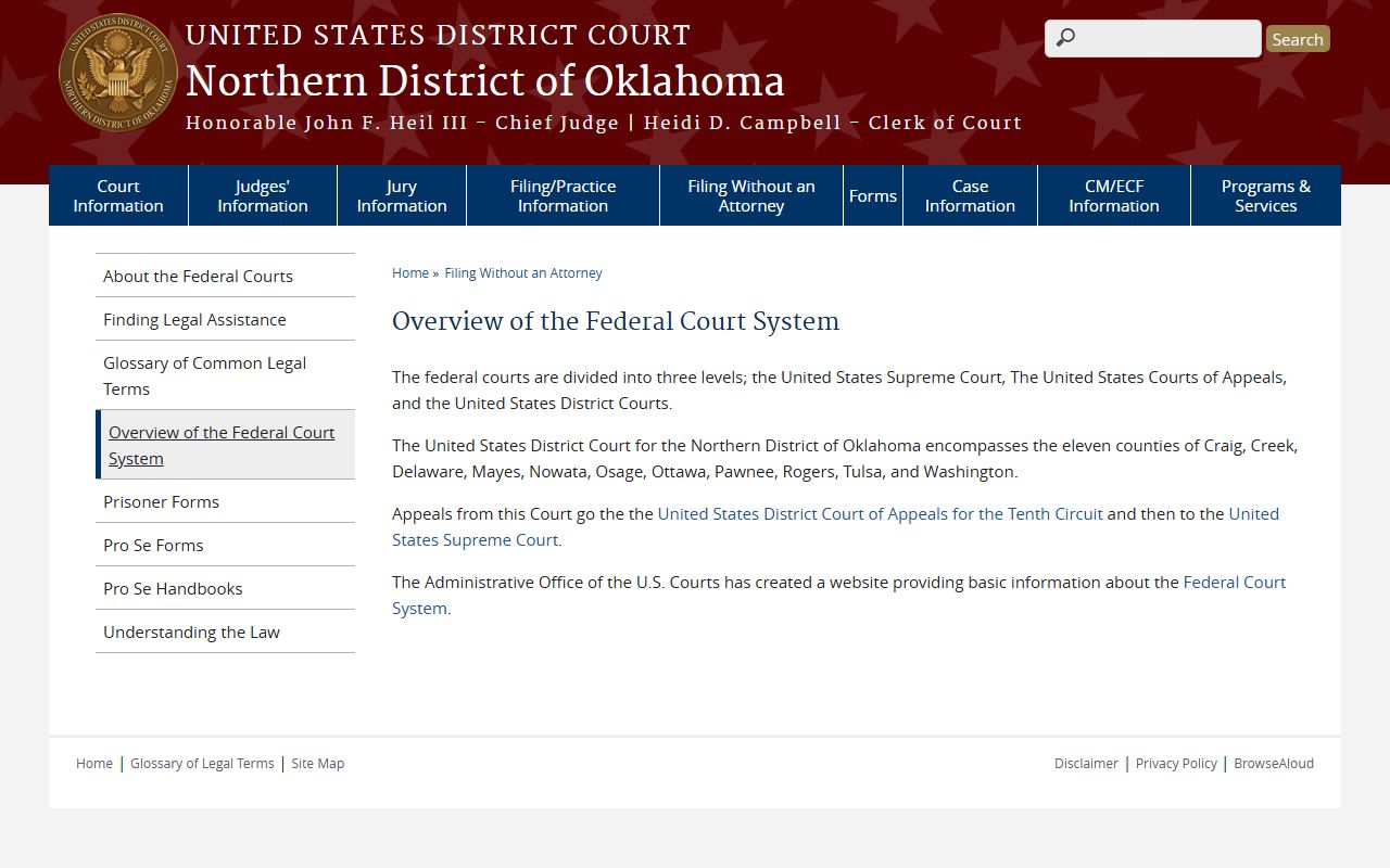 Northern District federal court overview covering Delaware County